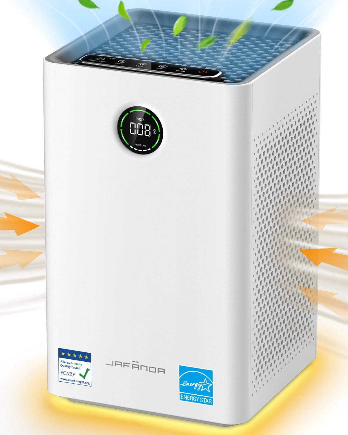 Jafanda Air Purifier for Large Rooms up to 1190 Sq. Ft, True HEPA 13 Filter with Activated Carbon, Ultra-Quiet Air Cleaner for Home, Bedroom, Allergies, Smoke, and Pet Odors