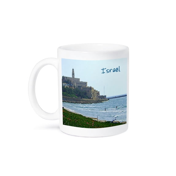 3dRose, Jaffa buildings by the sea - Yafo - Israel - travel photography - arabic islamic architecture, 15oz Mug