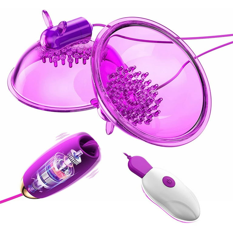 Jaffen Nipple Toys Vibrator - 2 in 1 Sex Clitorals Stimulator for Women  with 10 Vibration Modes Nipple Sucker & 10 Powerful Tongue Licking,Purple