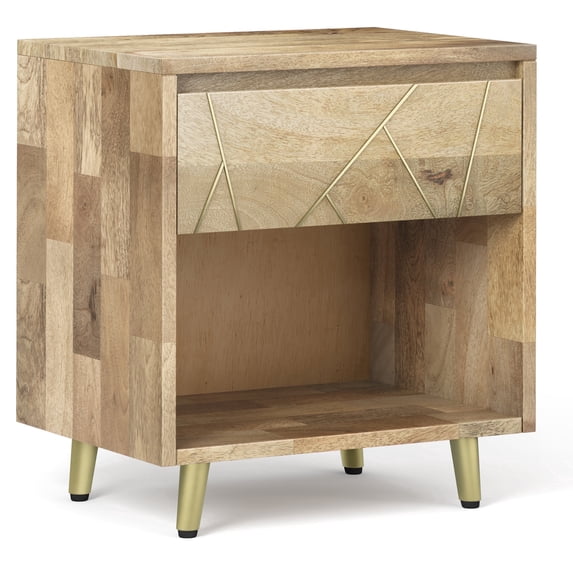 Simpli Home Jager SOLID WOOD 22" WD Contemporary Style Bedside Nightstand Table in Natural