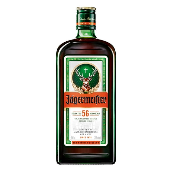 Jagermeister Herbal Flavor Cold Macerated Essence Liquor, 1 Count, 750ml 35% ABV, Glass Bottle, New