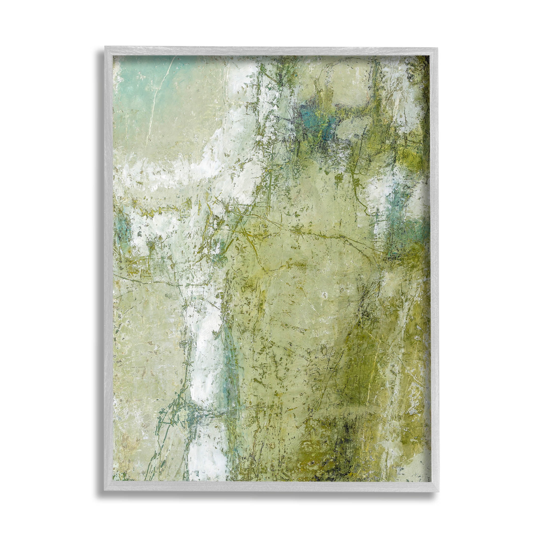 Jagged Abstract Composition Abstract Painting Gray Framed Art Print Wall Art
