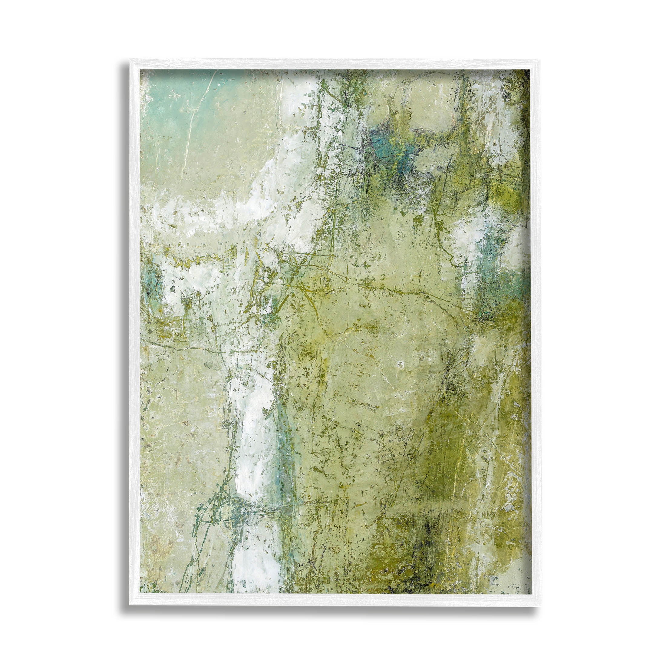 Jagged Abstract Composition Abstract Painting White Framed Art Print Wall Art
