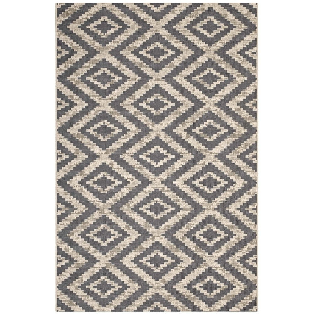 Elegant Geometric Diamond Trellis 5x8 Gray Synthetic Area Rug