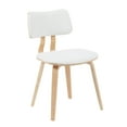 thumbnail image 1 of Jagger Mid-Century Upholstered Dining Chair in White Boucle and Patterned Oak Finish, 1 of 6