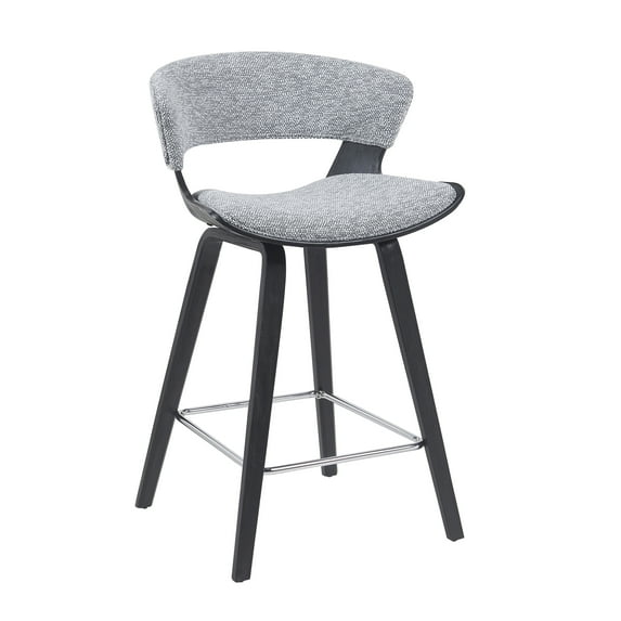 Jagger Modern Counter Height Bar Stool in Black Brushed Wood Veneer with Gravel Grey Upholstered Seat