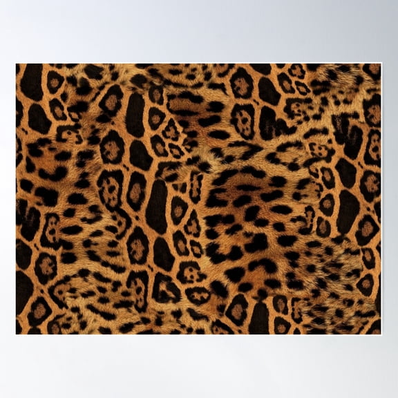 Jaguar And Jaguar Skin Pattern Realistic Furry Texture Poster Wall Art, Modern Wall Decor For Living Room Bedroom, 8x12 UNFRAMED