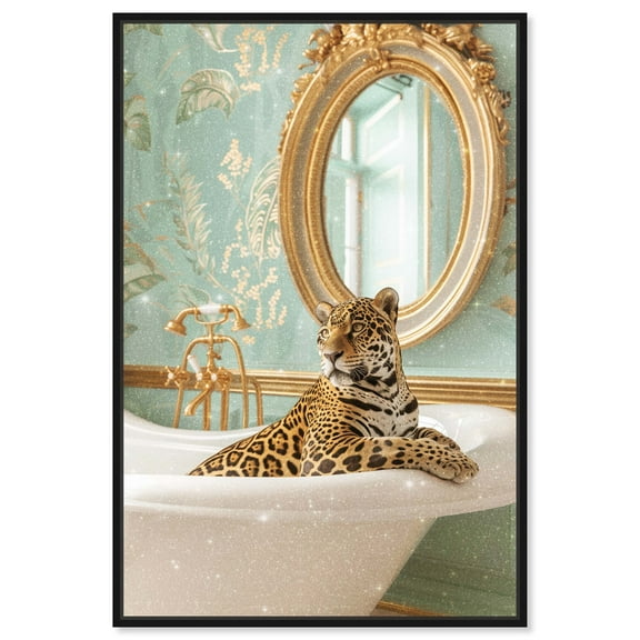 Jaguar Bathroom Canvas Jungle Bathroom Art by Art Remedy, Black Frame, 10" x 15"