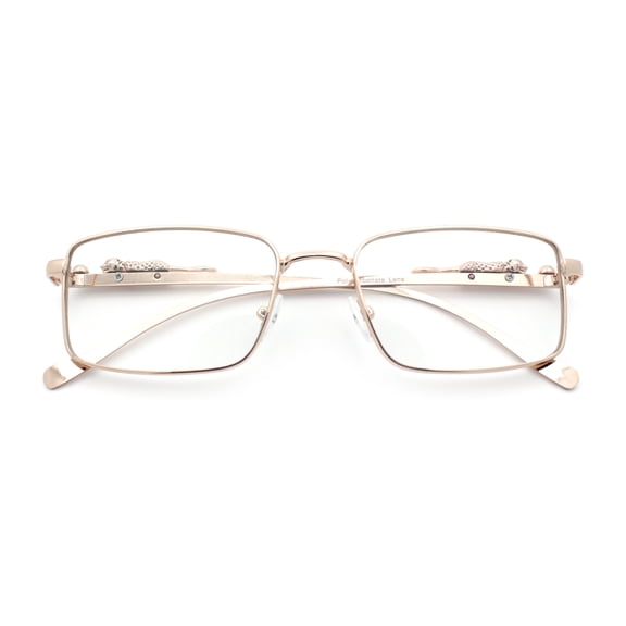 Jaguar Cougar Jewel Metal Arm Rectangle Hustler Fashion Eyeglasses Rose Gold