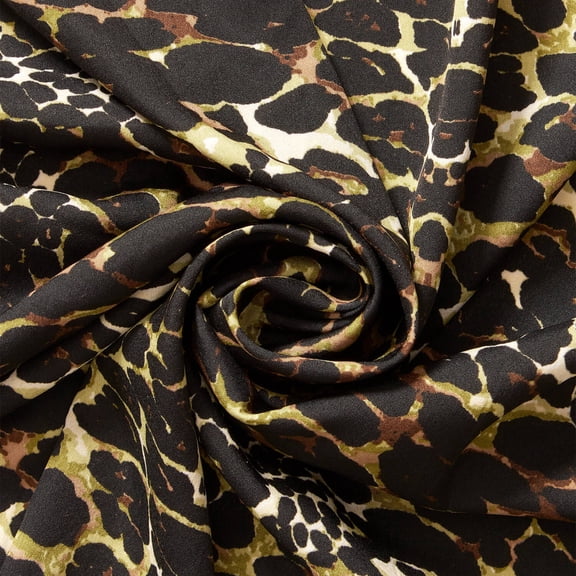 Jaguar Crepe De Chine Print Green Sheer Polyester 57" By The Yard