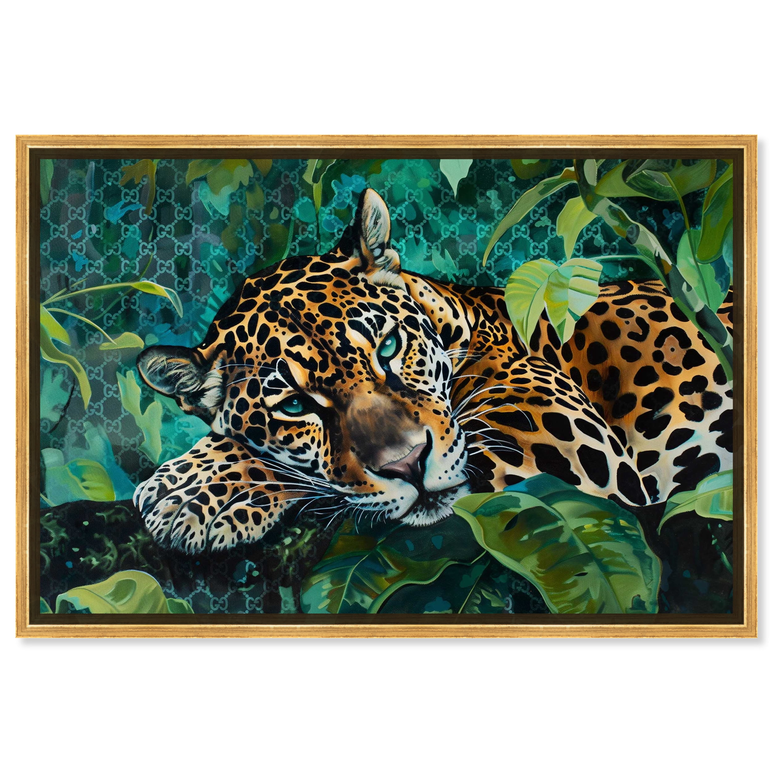 Jaguar Nap Tropical Jungle Animals Canvas Wall Art by Art Remedy, Gold ...