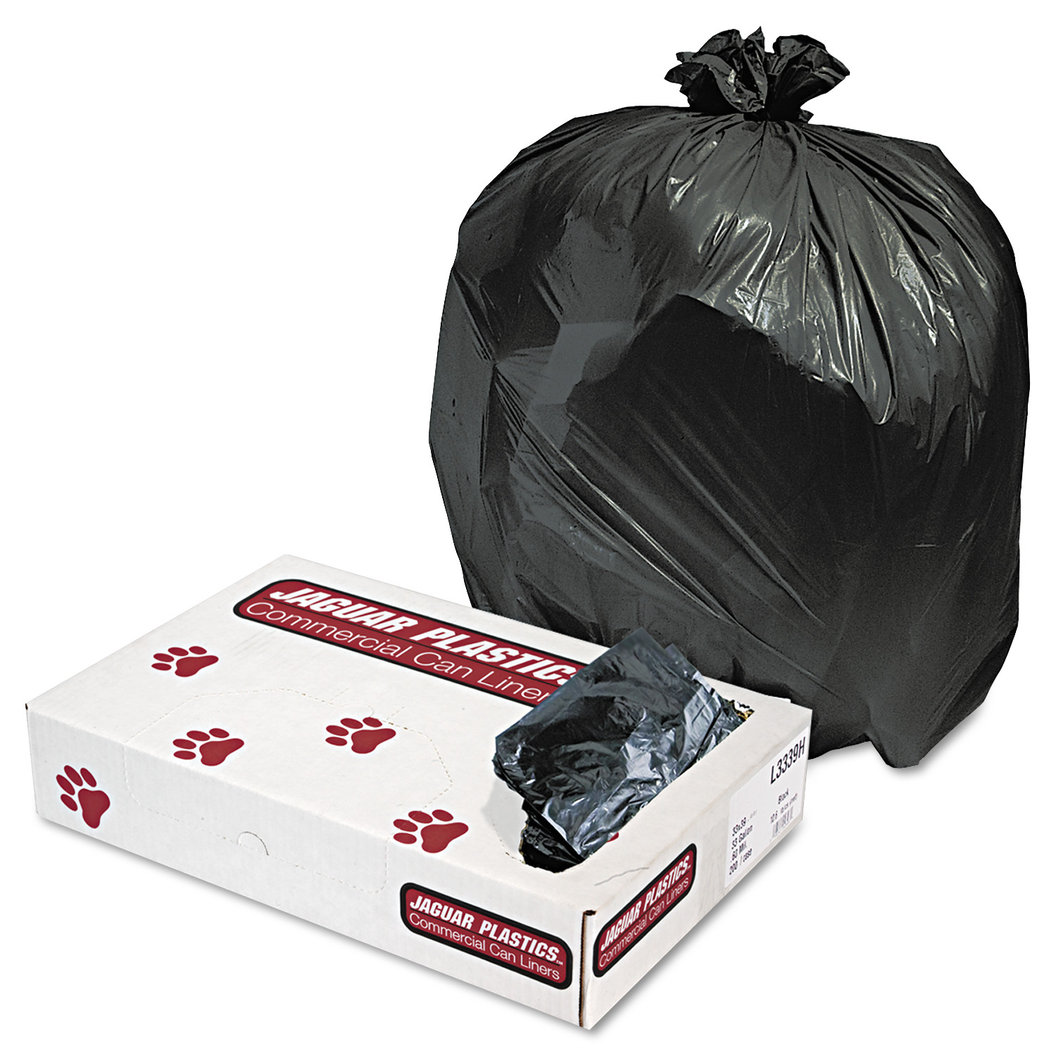 Jaguar Plastics Low-Density Trash Bags, 33gal, .6mil, Black, 200/Carton - image 1 of 2