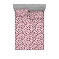 thumbnail image 1 of Jaguar Skin Pattern Fitted Sheet & Pillow Sham Set, Exotic Wild Nature Animal Looking Design Abstract Art Print, Decorative Printed 3 Piece Bedding Decor, Queen, Dried Rose Pale Pink, by Ambesonne, 1 of 2