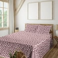 thumbnail image 1 of Ambesonne Jaguar Skin Pattern Fitted & Flat Sheet with Shams 4 Pcs Set, Wild Animal Art, Queen, Dried Rose Pale Pink, 1 of 5