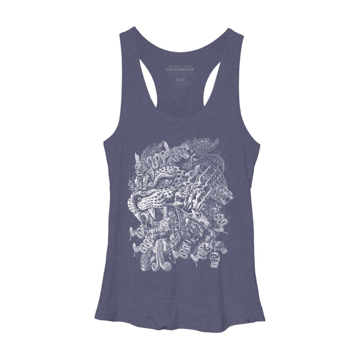 Jaguar Warrior Womens Navy Heather Blue Graphic Racerback Tank Top ...