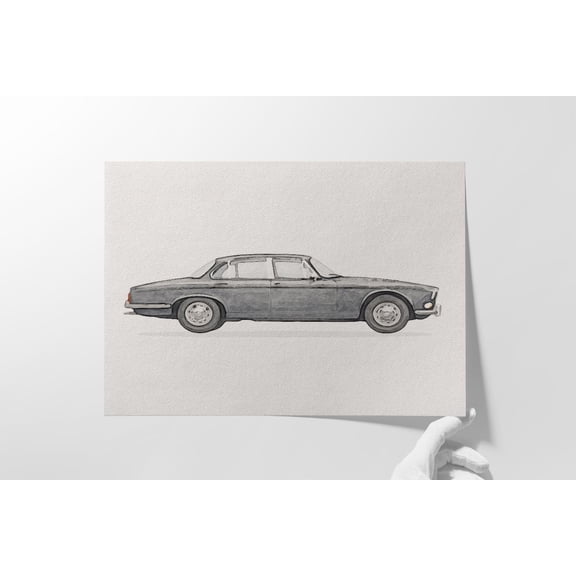 Jaguar Xj6 Car Poster: Vintage British Auto File, Unframed Canvas Size 8x12