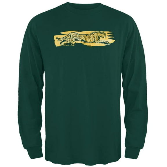 Jaguar in Motion Mens Long Sleeve T Shirt Forest Green SM