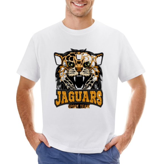 Jaguars Sport Team Men’s Graphic T-shirt Vintage Short Sleeve Sport Tee White 4XL