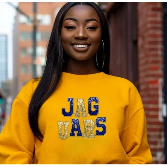 Jaguars Sweatshirt (Faux Sequin Embroidery), Southern University, Jaguars Football, Jaguars Basketball, Gameday, Christmas Gift Sweatshirt,