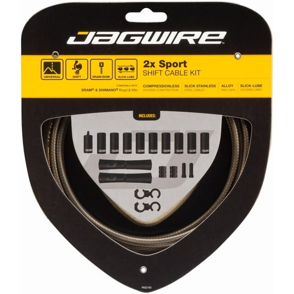 Jagwire 2x Sport Shift Cable Kit SRAM/Shimano, Carbon Silver