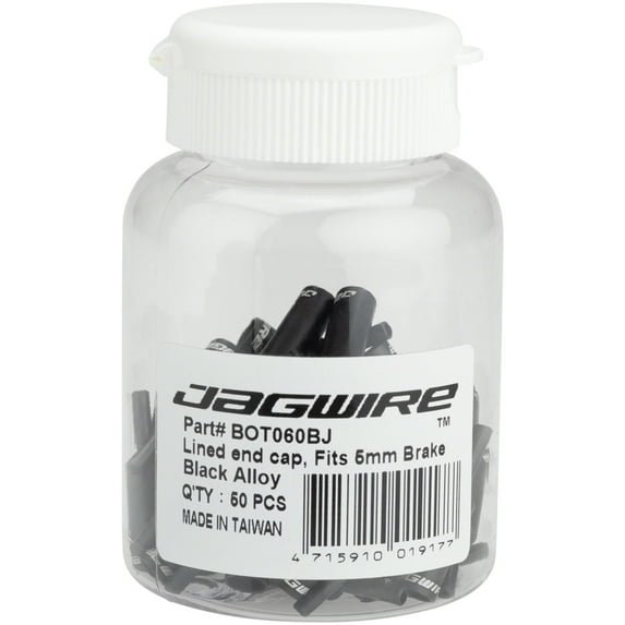 Jagwire 5mm Lined Alloy End Caps Bottle of 50, Black