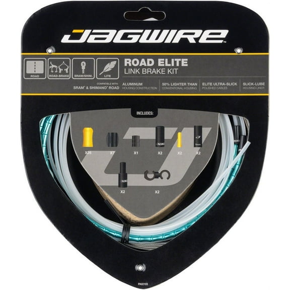 Jagwire Road Elite Link Brake Cable Kit - SRAM/Shimano, Ultra-Slick Uncoated Cables, Ltd. Celeste