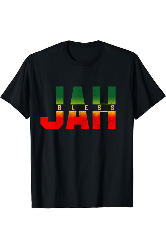 Jah Bless Shirt - Reggae Rastafari Jamaica Rasta T-Shirt T-Shirt Black Medium