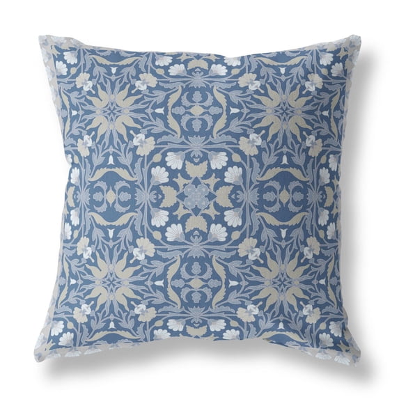 Jahan Paisley Broadcloth Fabric Blown and Closed Pillow 16" - Blue Gray