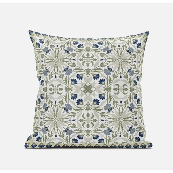Jahan Paisley Throw Pillow with Removable Cover in Indigo White 16x16