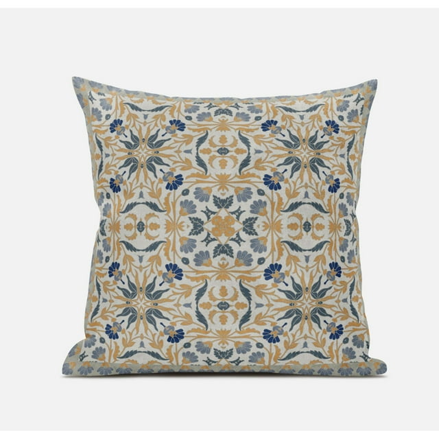 Jahan Paisley Throw Pillow with Removable Cover in Muted Green Peach 18x18