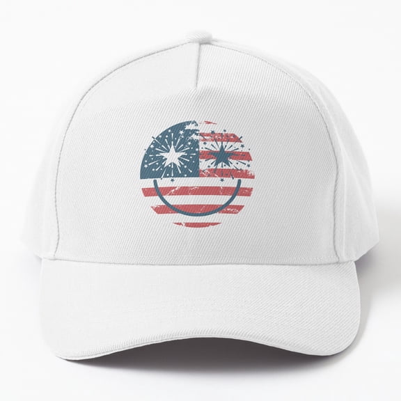 Jahat 4Th Of July Fireworks Smiley Face Cap Baseball Cap, Hats For Men, Gift For Him