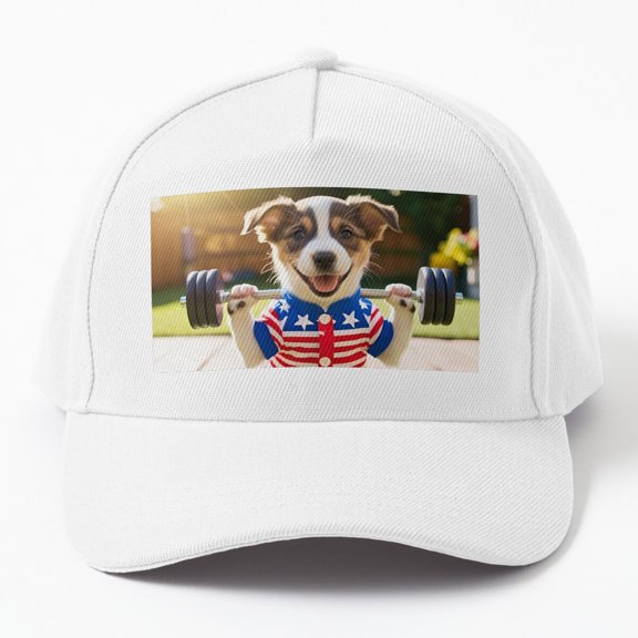 Jahat 4Th Of July Puppy Weightlifting 5 Cap Baseball Cap, Hats For Men, Gift For Him