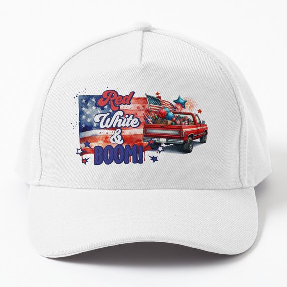 Jahat 4Th Of July Red White And Boom American Flag Design Pickup Truck Cap Baseball Cap, Hats For Men, Gift For Him