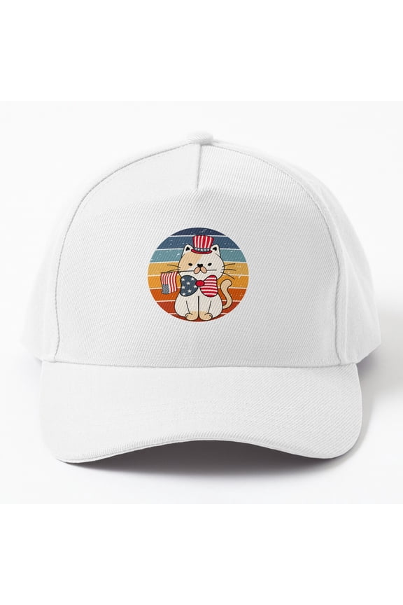 America Flag Cat Lover Prid Summer Ventag That Cap Baseball Cap, Hats For Men, Gift For Him
