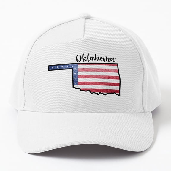 Jahat Oklahoma State Outline With Patriotic Usa American Flag Cap Baseball Cap, Hats For Men, Gift For Him