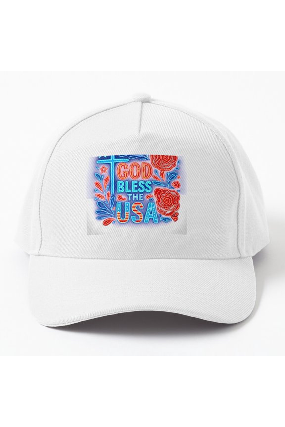 Retro Boho Floral God Bless The Usa Christian 4Th Of July Cap Baseball Cap, Hats For Men, Gift For Him