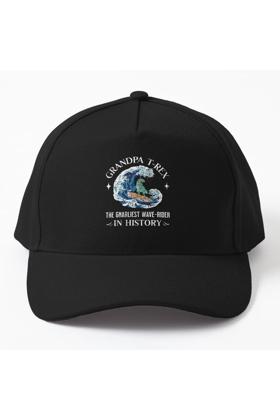Surfing Grandpa T-Rex The Gnarliest Wave-Rider In History Cap, Hats For Men, Gift For Him