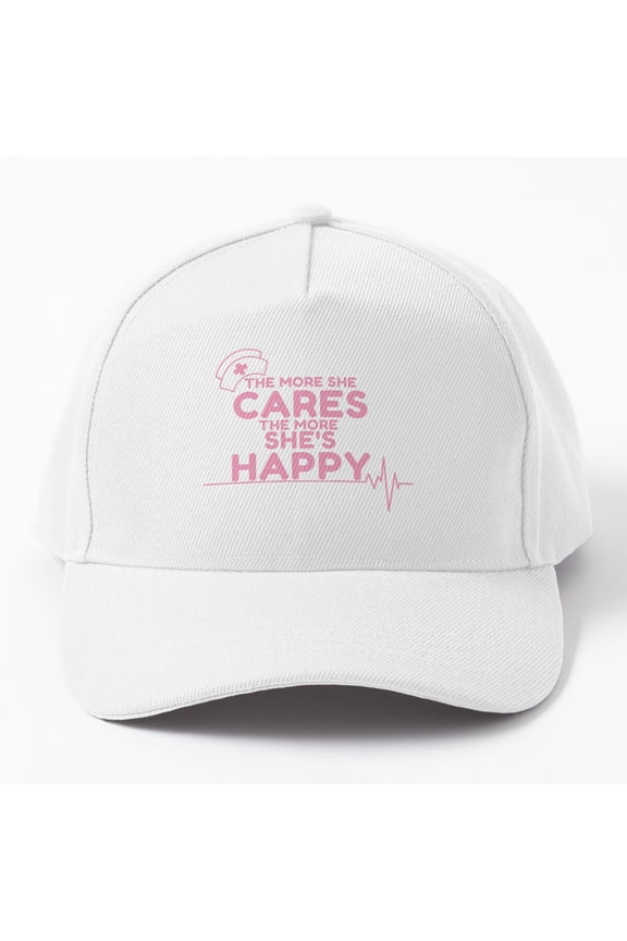 The More She Cares The More She'S Happy - Happy School Nurse Day ! Cap Hats For Men, Gift For Him