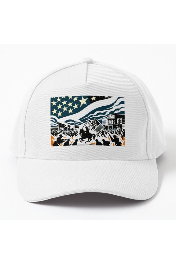 Vintage American Battle Scene Cap Hats For Men, Gift For Him