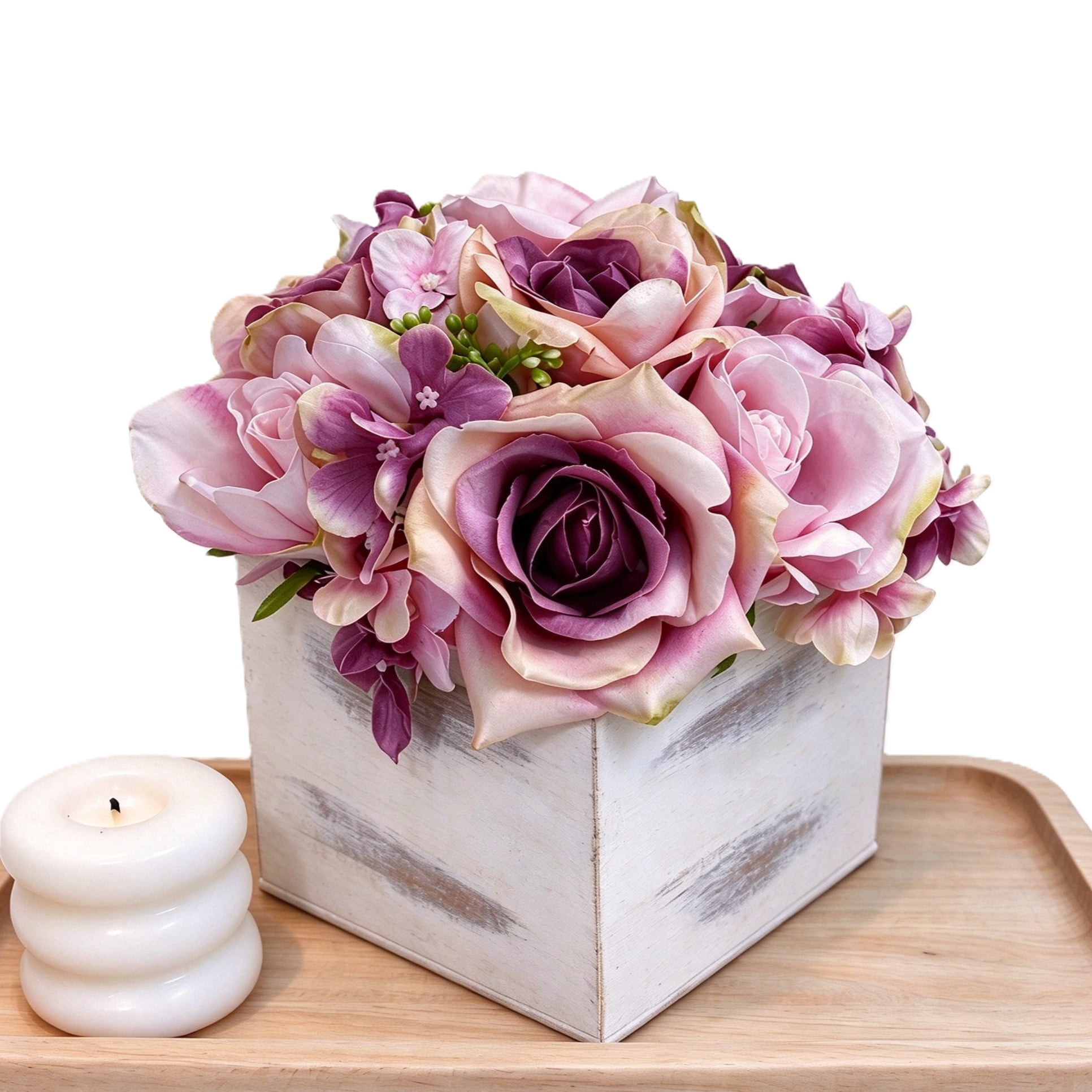 Jahe Artisan Artificial Rose Flowers in Planter for Table Centerpiece ...