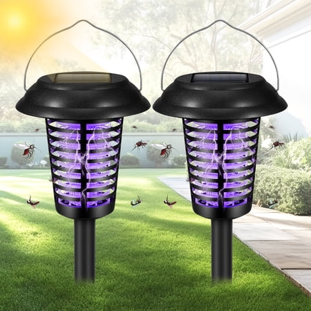 KingFurt 2 Pack Solar Outdoor Mosquito Zapper with Lighting