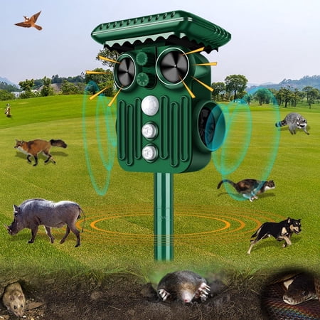Jahy2Tech 2Pack Outdoor Animal Repeller 360° Ultrasonic Solar Animal Repeller, Animal Deterrent Rodent Repeller Solar Powered Dog Repellent for Cat Raccoon Rabbit Deer