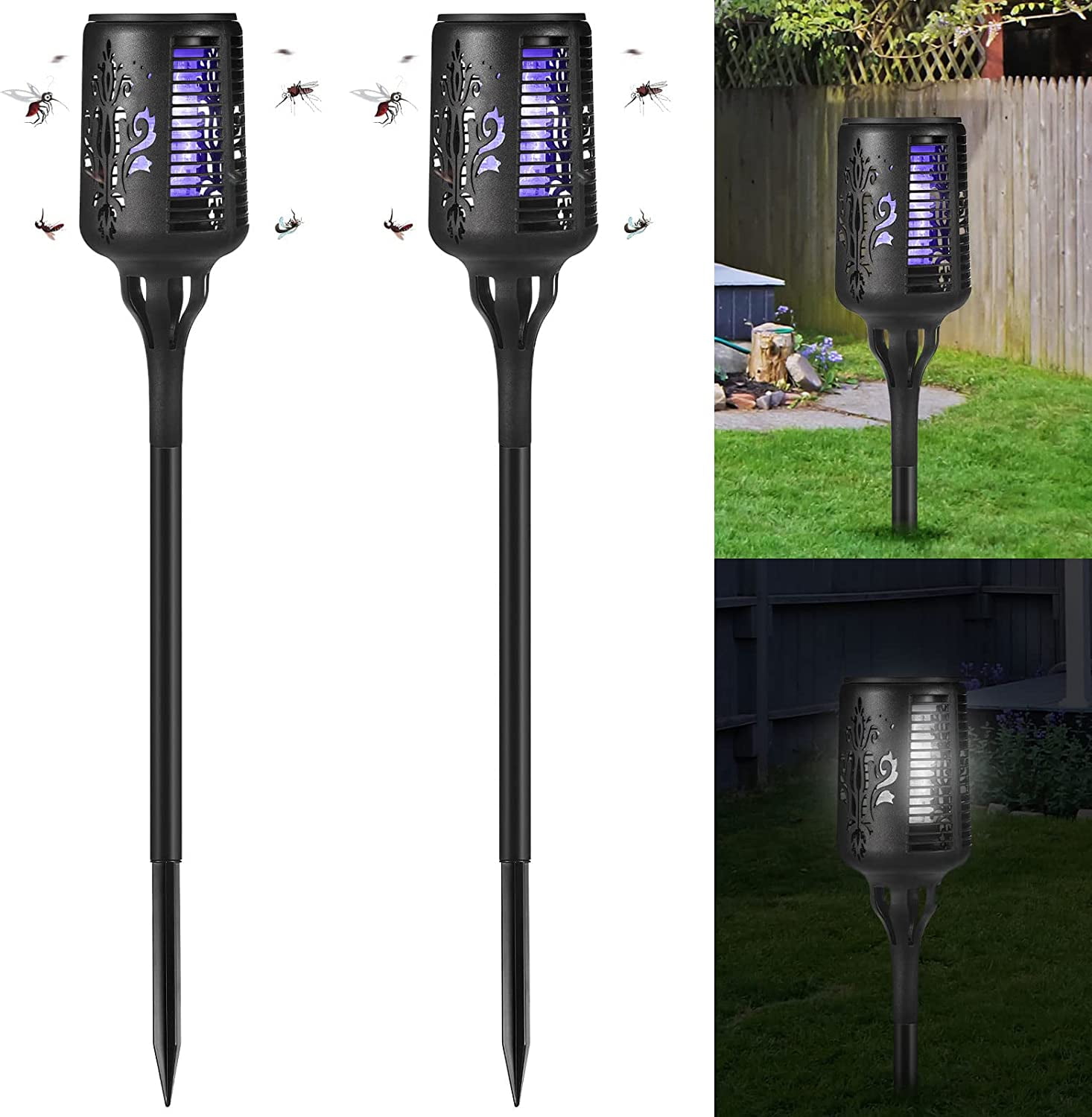 Jahy2Tech 2Pack Solar Powered Bug Zapper Outdoor Mosquito Killer with