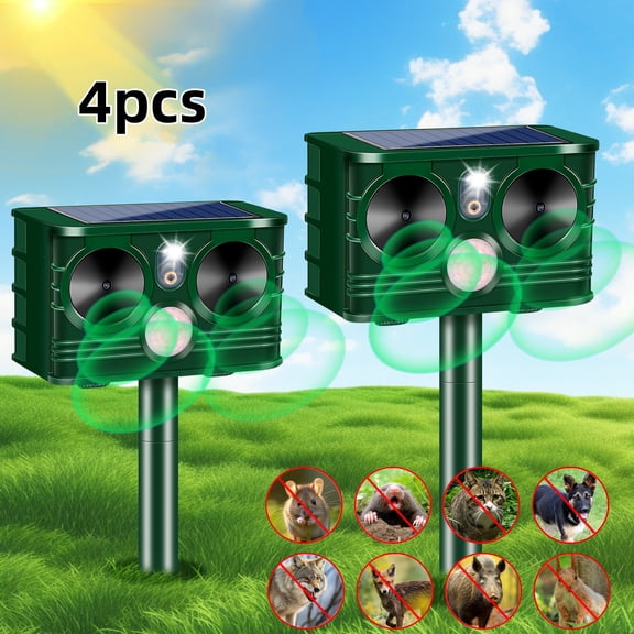 Jahy2Tech 4PC Motion Activated Ultrasonic Cat Repellent Solar Powered Animal Deterrent Device