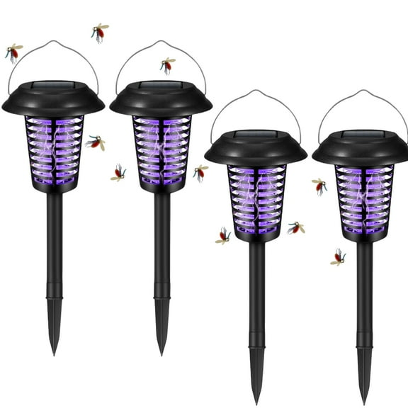KingFurt 4-Pack Solar Outdoor Mosquito Zapper with Lighting, Waterproof