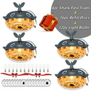 Jahy2Tech 4pc Shark Flea Trap with Light with 16 Refill Discs Indoor Flea Killer Safe for Kids and Pets