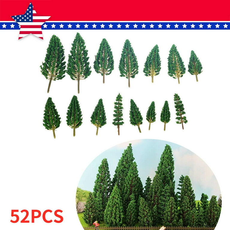 Jahy2Tech 52Pcs Green Model Pine Trees for O HO TT Z Scale Layout Plastic 1 50 1 220 High Quality Walmart