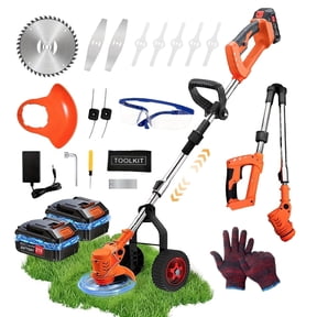 Kqiang Cordless Electric Weed Wacker, 4-in-1 Trimmer Wheels 21V Portable Lawn Care Edger