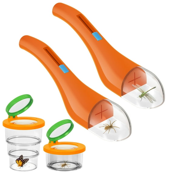 Jahy2Tech Creative Insect Catcher Kit with Magnifying Jars in Orange Perfect for Nature Lovers
