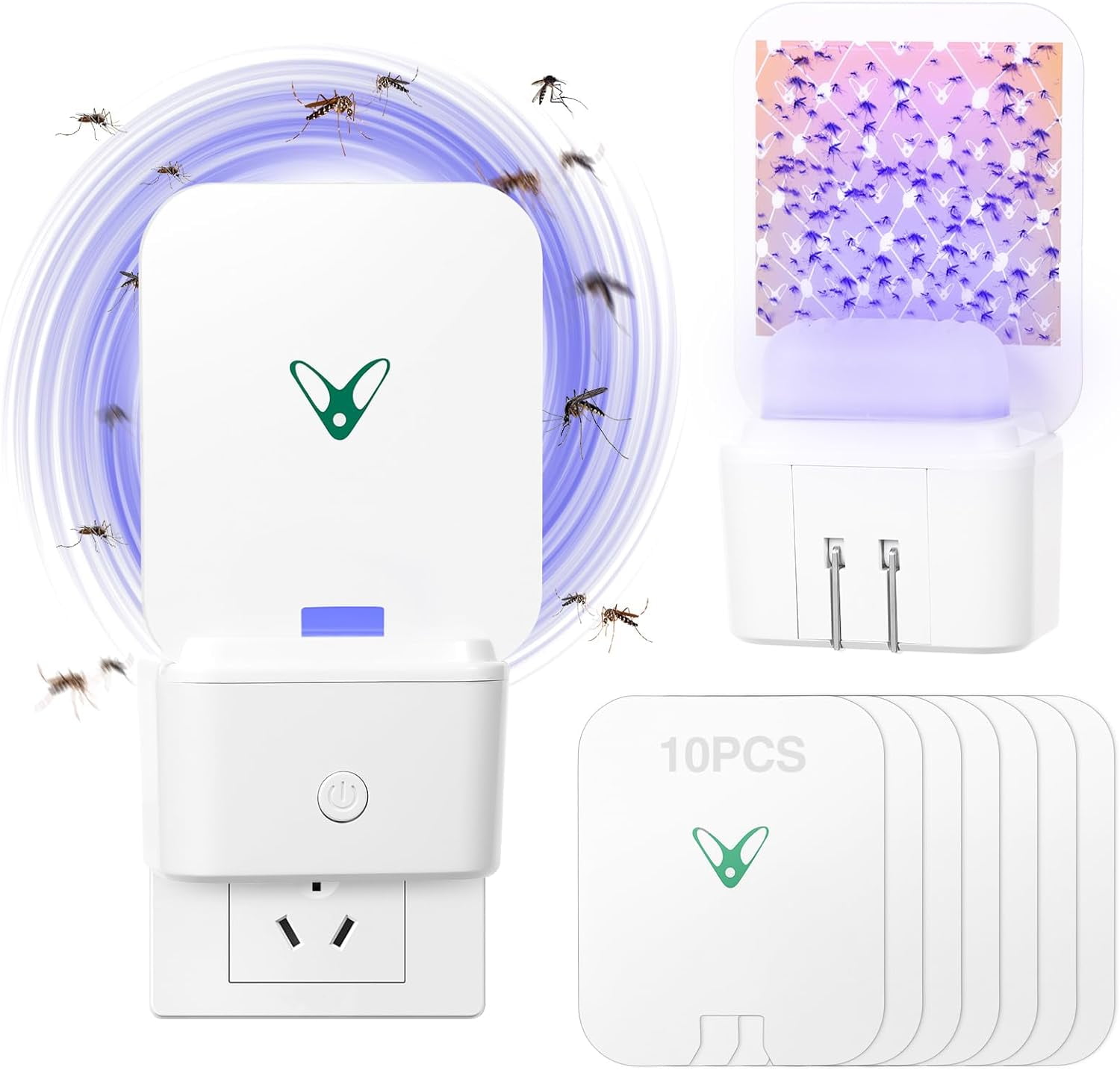 Jahy2Tech Effective Flying Insect Trap with Night Light 10 Sticky Trap Boards Plug & Play Mosquito Trap Indoor Bug Zapper